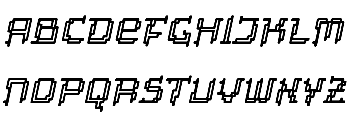 Tipi Slanted Electric Inline Font LOWERCASE