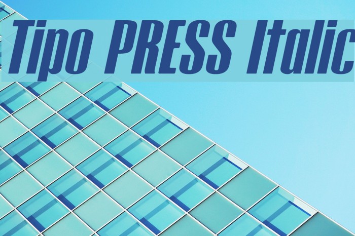 Tipo PRESS Italic Font examples