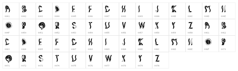 Tirahan Regular Character Map