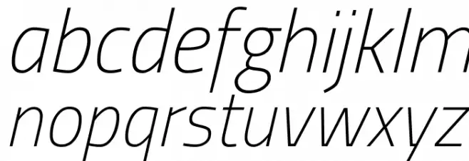 Titillium Web ExtraLight Italic फ़ॉन्ट लोअरकेस