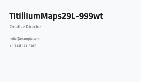 TitilliumMaps29L-999wt Business Card