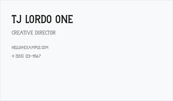 TJ Lordo One Business Card
