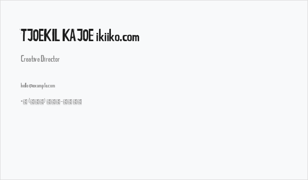 TJOEKIL KAJOE ikiiko.com Business Card