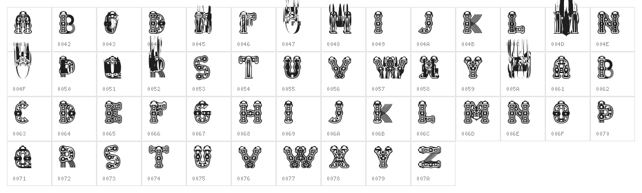 Tlaloc Regular Character Map