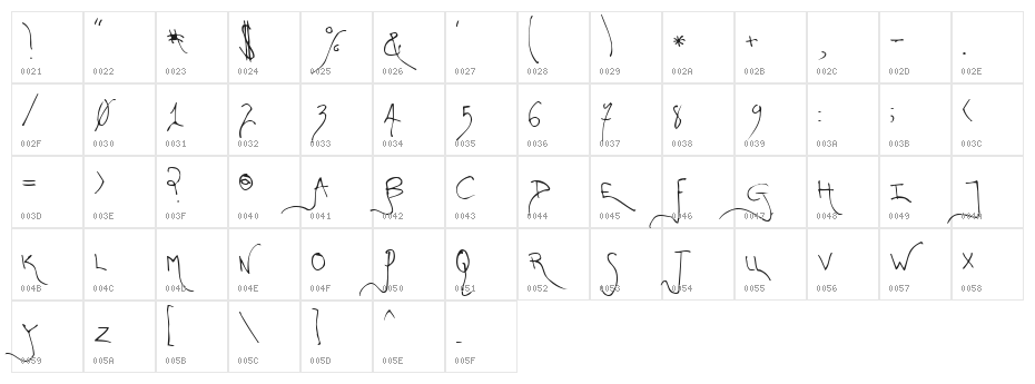 TM First Fleet Normal Character Map