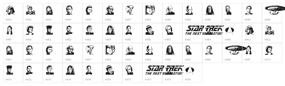 TNGcast Character Map