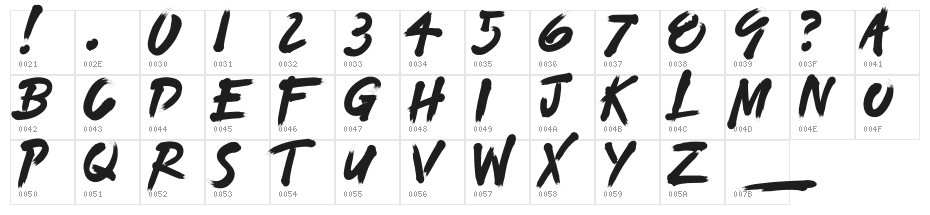 TODA DEMO Character Map