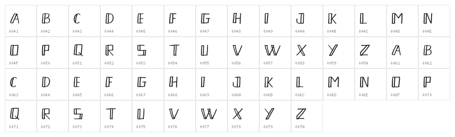 TOOPEN Character Map