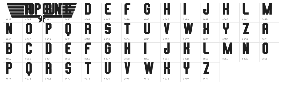 TOP GUN Character Map
