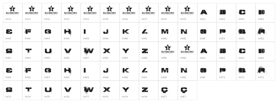TOY_SOLDIERS  Bold Character Map