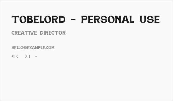 Tobelord - Personal Use Business Card
