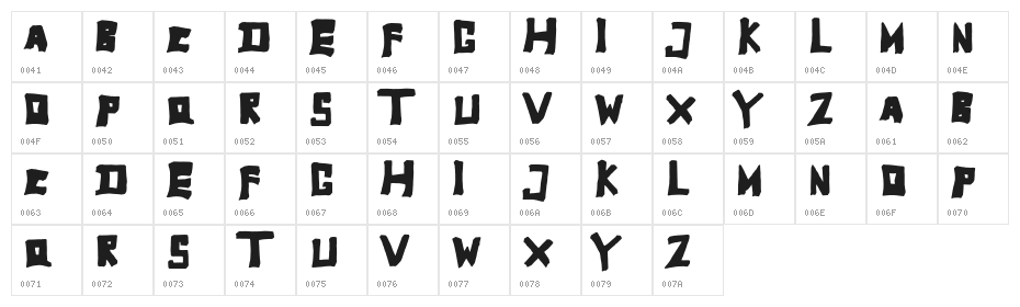 TobyFont-Fullreduced Character Map