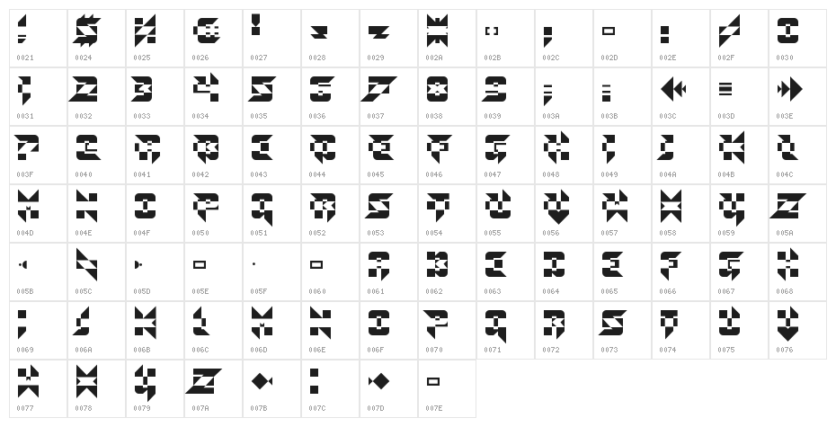 Toe the Line Regular Character Map