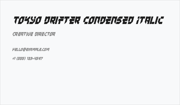 Tokyo Drifter Condensed Italic Business Card