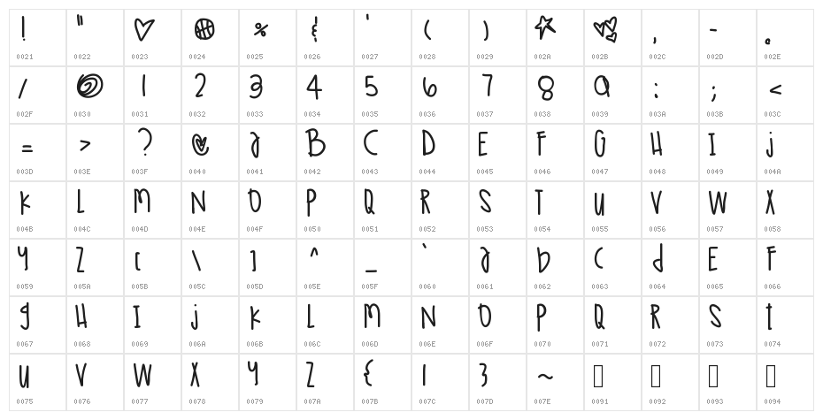 TokyoLights Character Map