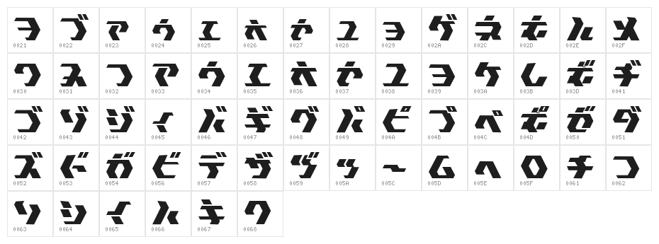 TokyoSquare Character Map