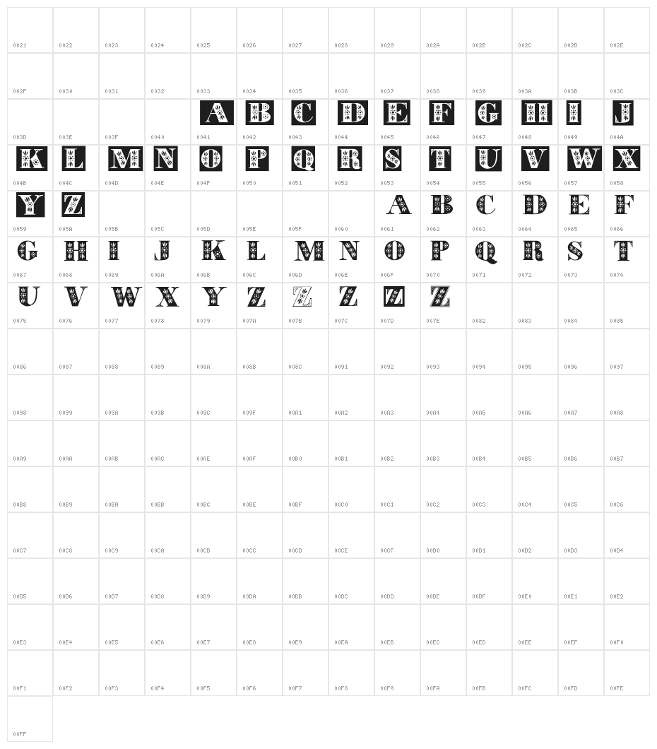 ToleCaps Character Map