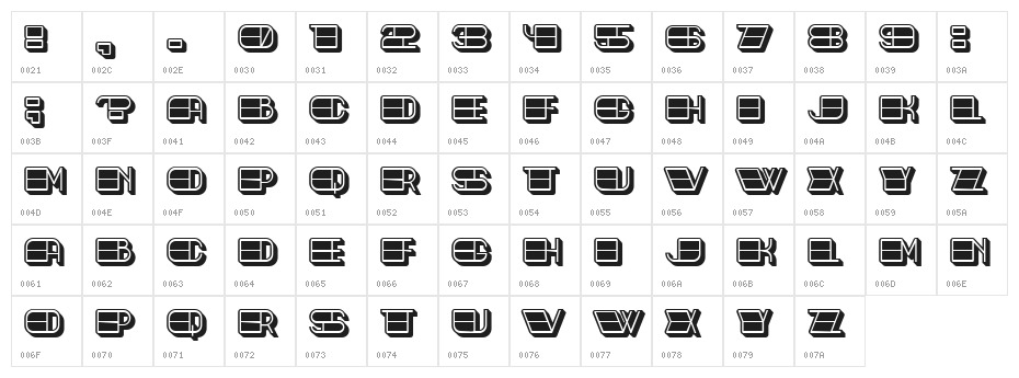 Toledo Filled Regular Character Map
