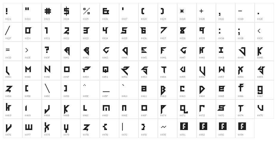 Tolerant Sans Serif [Tolerant 2] Regular Character Map