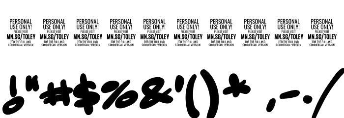 ToleyHandPERSONALUSEONLY Font Alte caractere