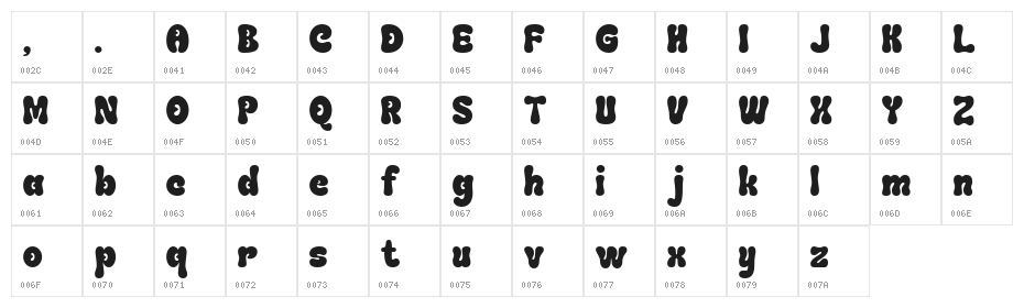 Tomacho DEMO Regular Character Map