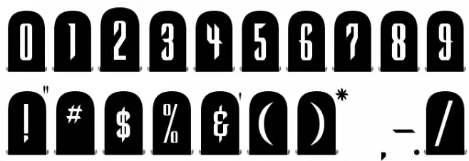 Tombstone Regular Font OTHER CHARS