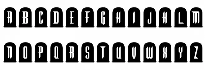 Tombstone Regular Caratteri MAIUSCOLE