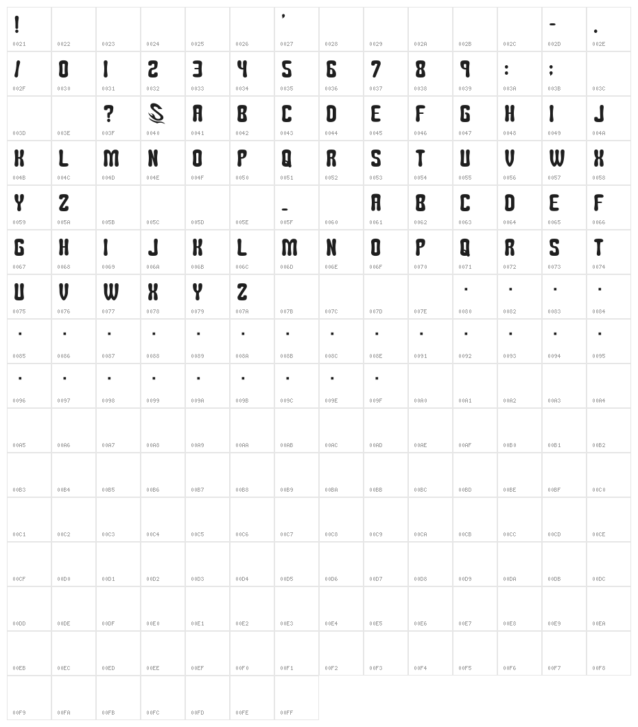 Tomipop__G Character Map
