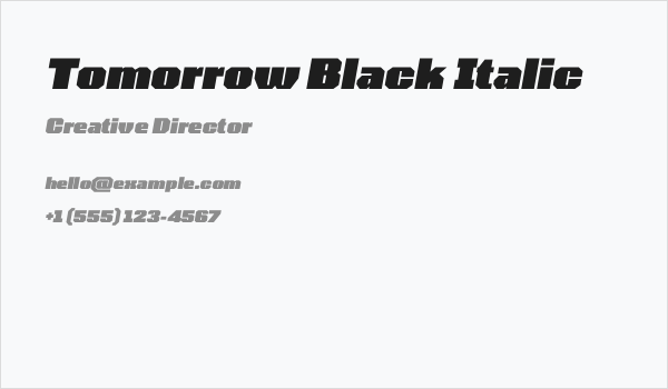 Tomorrow Black Italic Business Card