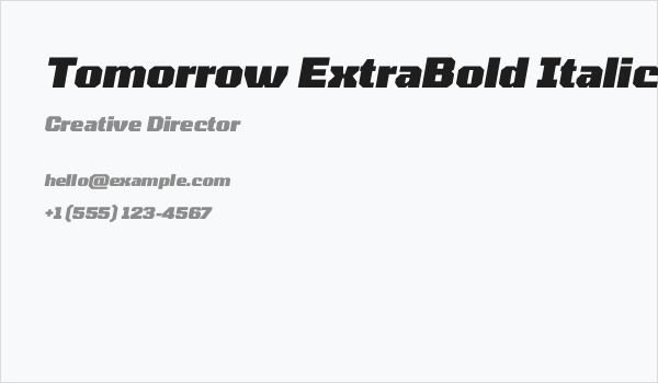Tomorrow ExtraBold Italic Business Card