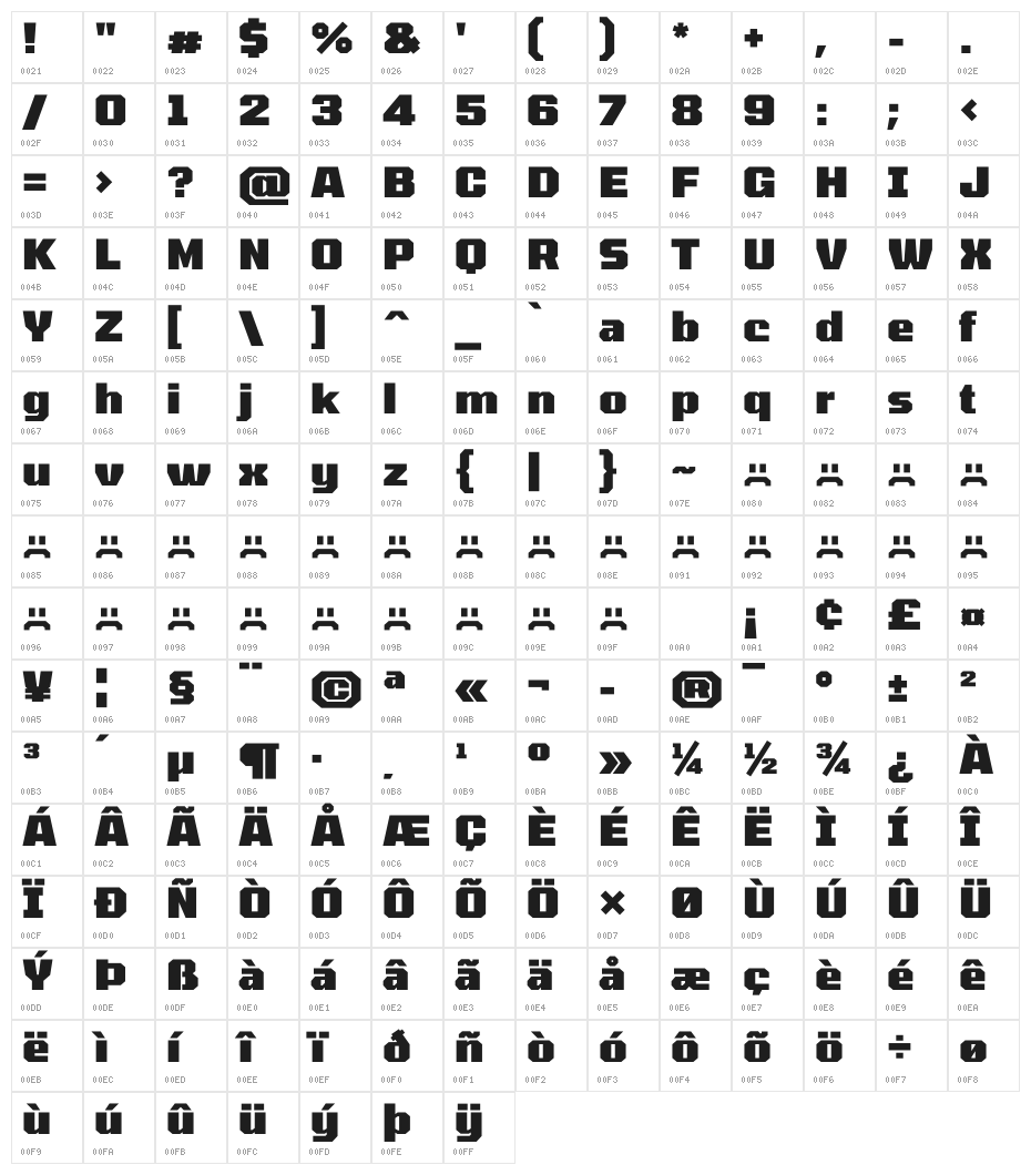 Tomorrow ExtraBold Character Map