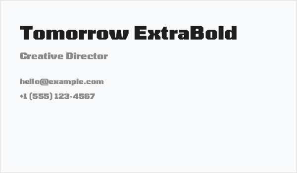 Tomorrow ExtraBold Business Card