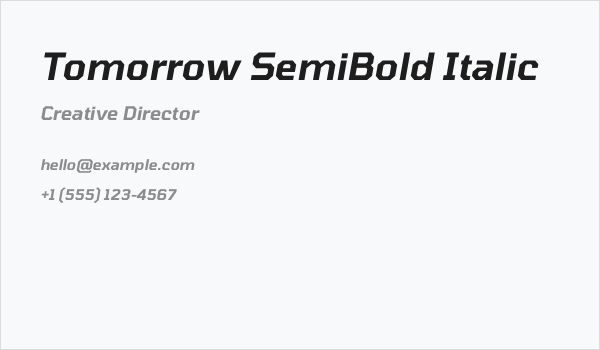 Tomorrow SemiBold Italic Business Card