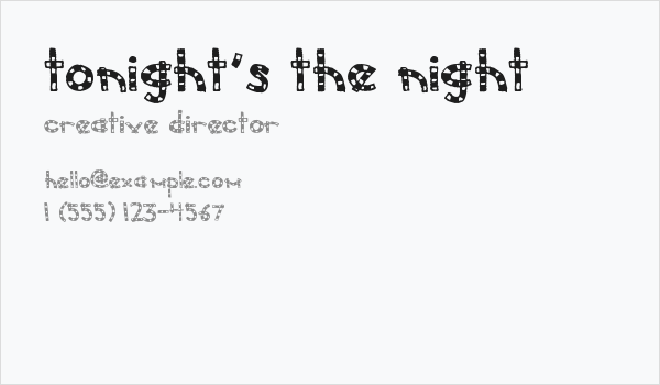 Tonight's the Night Business Card