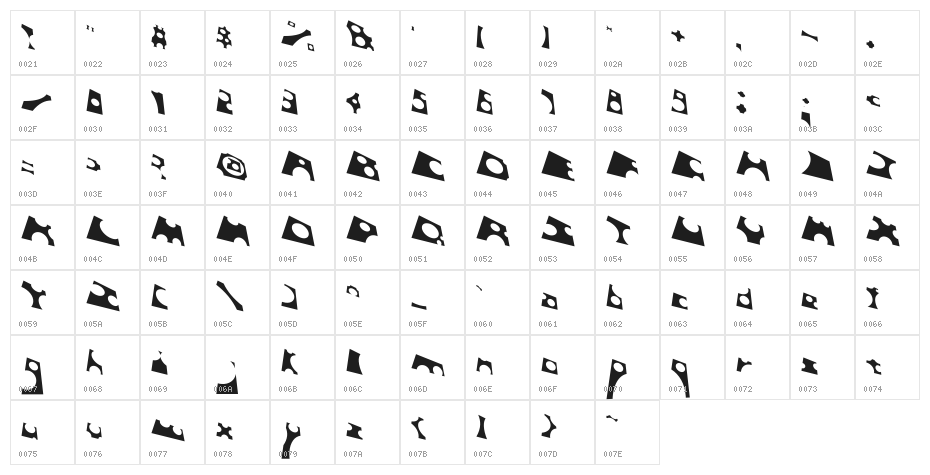 Toolego-FreeFlight Character Map