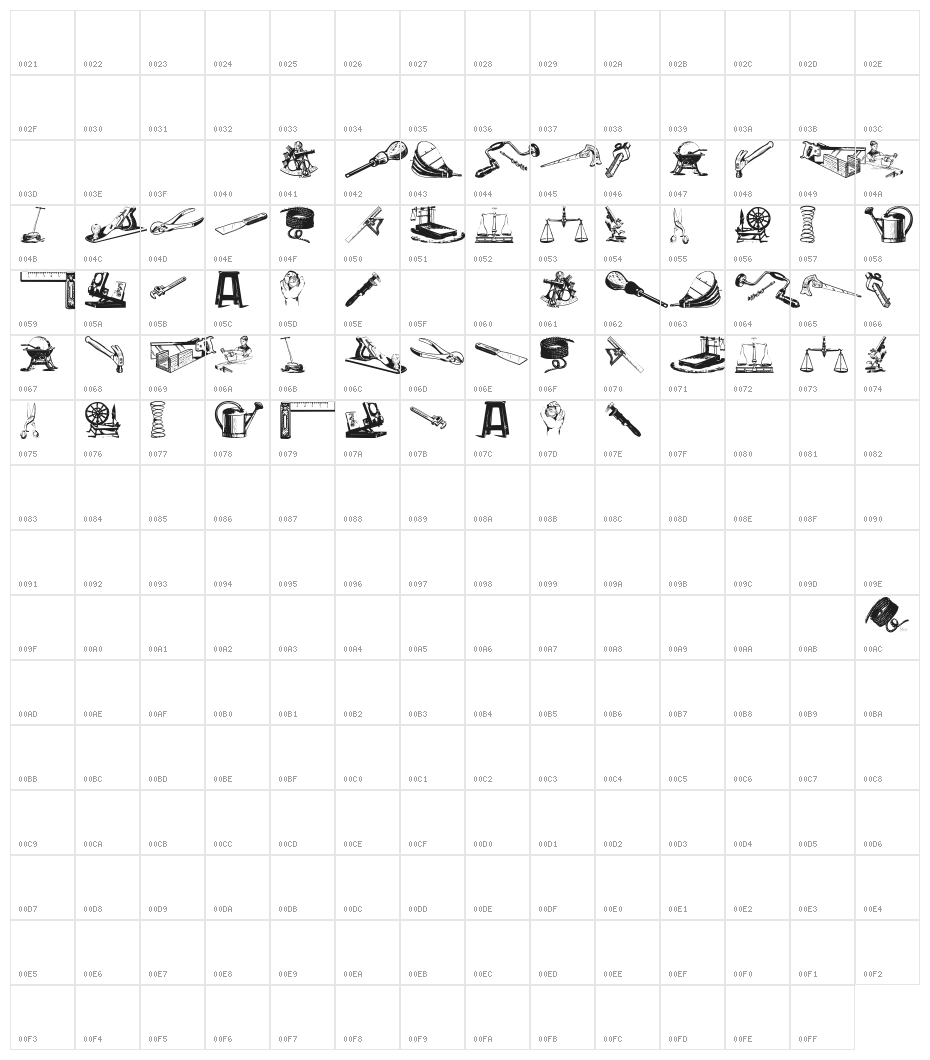 ToolsInstrumentsGadgets Character Map
