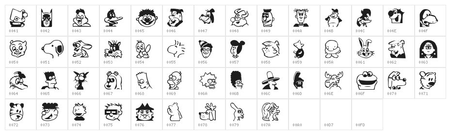 Toon Plain Character Map
