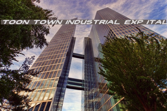 Toon Town Industrial Exp Ital Font examples
