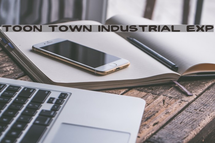 Toon Town Industrial Exp Font examples