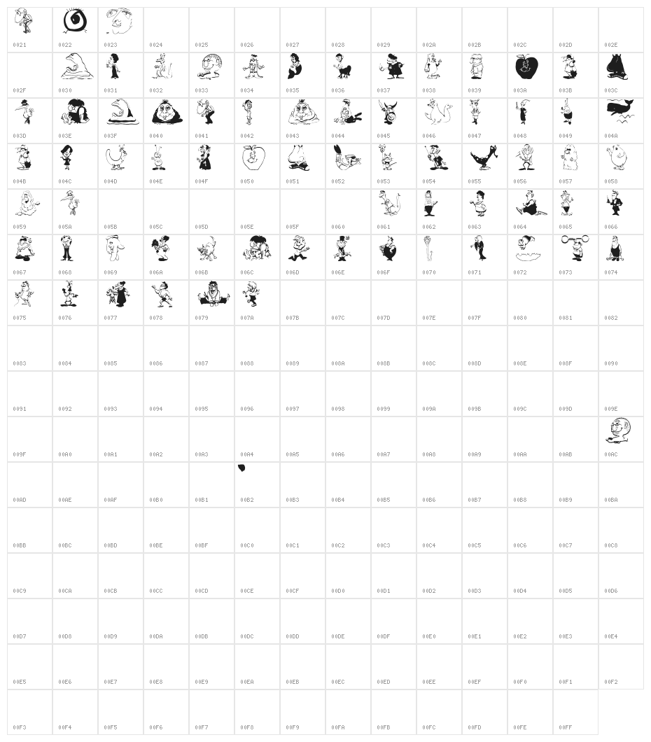 ToonCharsOne Character Map