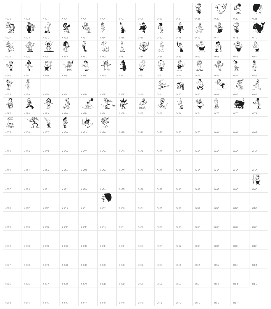 ToonCharsTwo Character Map
