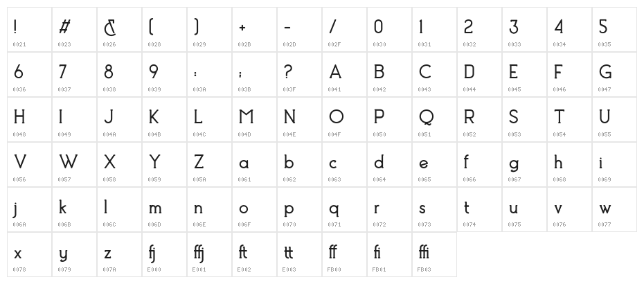 ToonaPersonalUse-Regular Character Map
