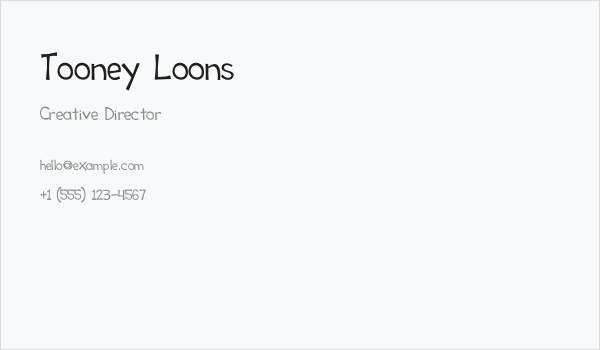 Tooney Loons Business Card