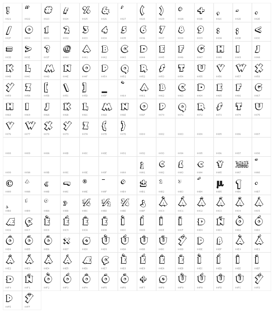 Tooney Noodle NF Character Map