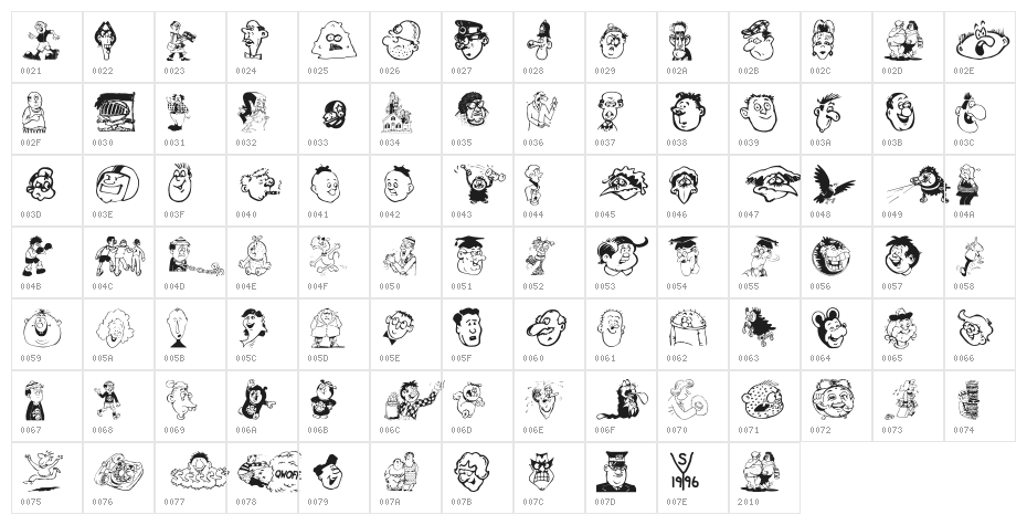 Toons One Character Map