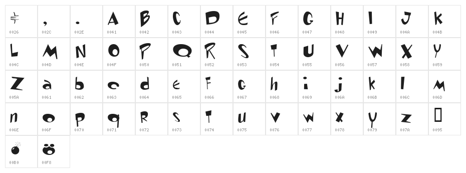 Toontime Character Map