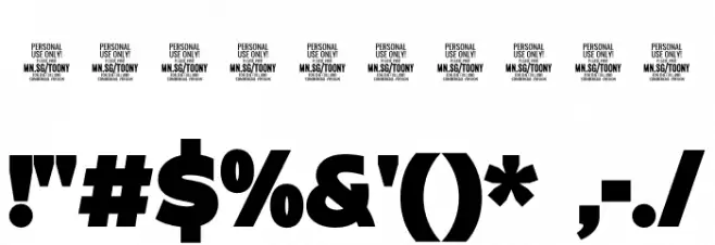 Toony Line Fill PERSONAL Regular Font OTHER CHARS