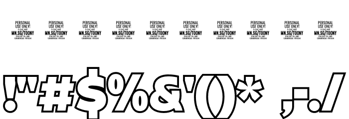 Toony Line PERSONAL Regular Font OTHER CHARS
