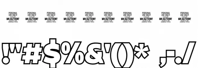 Toony Line PERSONAL Regular Font OTHER CHARS