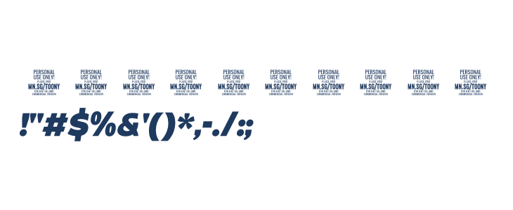 Toony Sans PERSONAL USE Italic Other Characters